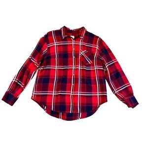 A new day Women’s Red Flannel Plaid Button Down Large